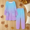 thumbnail image 2 of Hueook Cotton Pajamas for Women Fleece-Lined Pajama Set Purple S, 2 of 5