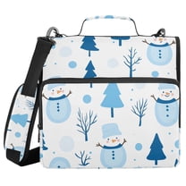 FORMRS Zipper Binder with Shoulder Strap 1.5-inch Ring 500 Sheet Capacity File Bag, Blue Simple Cartoon Snowmen