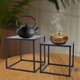 thumbnail image 5 of 2pc Modern Metal Coffee Table Square Tray Side/End Table Office Home Matt Black, 5 of 15
