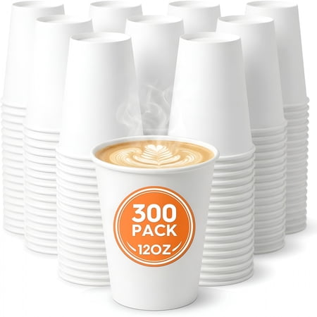ACDANC 12 Oz Paper Cups 300 Pack,Disposable White Bathroom Cups,Leak-Proof Bpa-Free Cups for Coffee,Tea Or Juice,Perfect for Home,Office,Parties Or Events