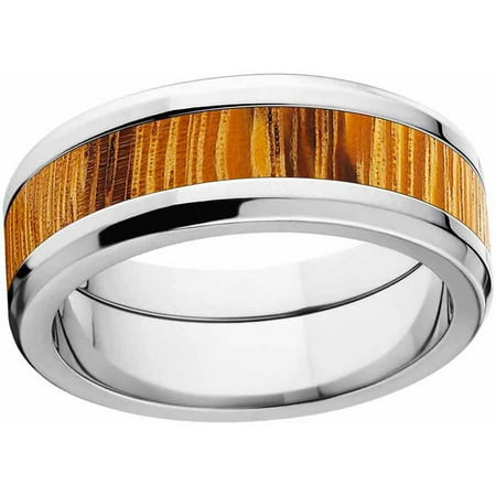 Men's Marble Wood Exotic Wood Ring Crafted in Durable Stainless Steel