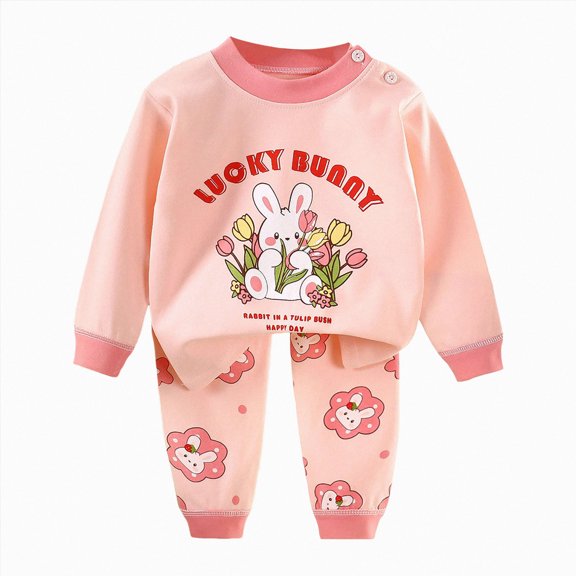TOWED22 Kids Toddler Girls 2pcs Fall Winter Outfits Cute Long Sleeve Soft Top and Relaxed Joggers Pants Set Print Clothes Clothing(Watermelon Red,2-3 Y)