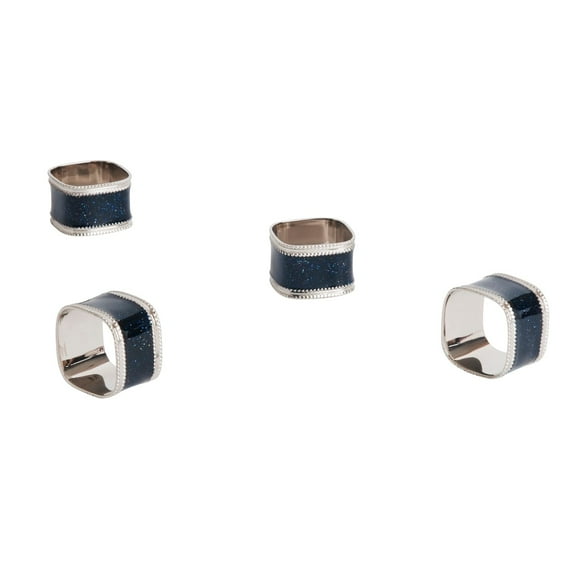 Saro Lifestyle Sparkling Square Design Napkin Ring (Set of 4)