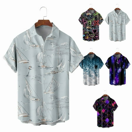 

Plus Size Button Down Shirts with Chest Pocket Slim-Fit Tops for Men Women