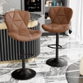 thumbnail image 3 of CQSXDA Adjustable Height Faux Leather Bar Stools Set of 2 Swivel Chairs with Back Design for Kitchen Island Use, Brown, 3 of 14