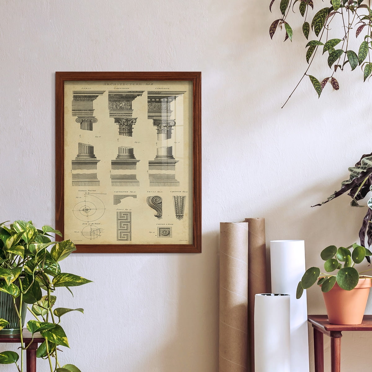 Encyclopediae III -Framed Print w/glass-Chestnut