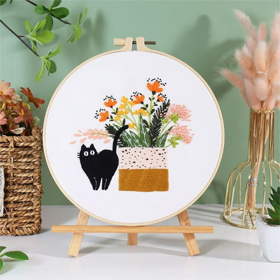 DIY Embroidery Kits for Beginner Cat Landscape Stitching Cross Stitch Set 20*20cm