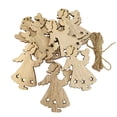 thumbnail image 2 of 10 piezas de colgantes de rodajas de madera navideñas con cuerda, recortes de madera sin terminar Ángel, 2 of 9