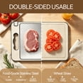 thumbnail image 4 of Vaparinckl Cutting Board for Kitchen, Double-Sided Cutting Board with Knife Sharpener, Stainless Steel Chopping Boards with Juice Groove, Non-Slip Feet, Dishwasher Safe, 4 of 7