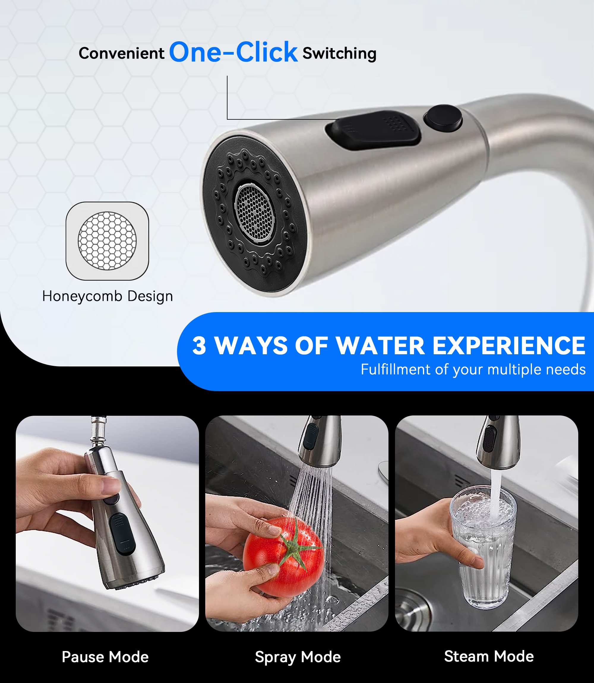 Hodvit Stainless Steel Kitchen Faucet with Pull-Down Sprayer photo 8