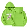 thumbnail image 1 of Moonsky Sudadera con capucha y cordón HUNTRX, estampado de grupo de chicas coreanas, jersey corto, suave y cómodo, top de manga larga para primavera y otoño. Verde fluorescente 110, 1 of 5