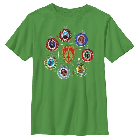 Boy's Guardians of the Galaxy Holiday Special Character Ornaments  Graphic Tee Kelly Green Large