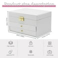 thumbnail image 2 of Portable Jewelry Box Built-in Mirror, Jewelry Storage Organizer with Key, 3 Layer Medium Size Ring Necklace Leather Travel Jewelry Case, Ideal Gift Perfect for Wife Women Girlfriend Girls, White, 2 of 10