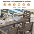 thumbnail image 2 of KINGYES 5 Piece Patio Dining Set for 4, All Weather HDPE Outdoor Table and Chairs Set with Umbrella Hole, Dark Brown, 2 of 10