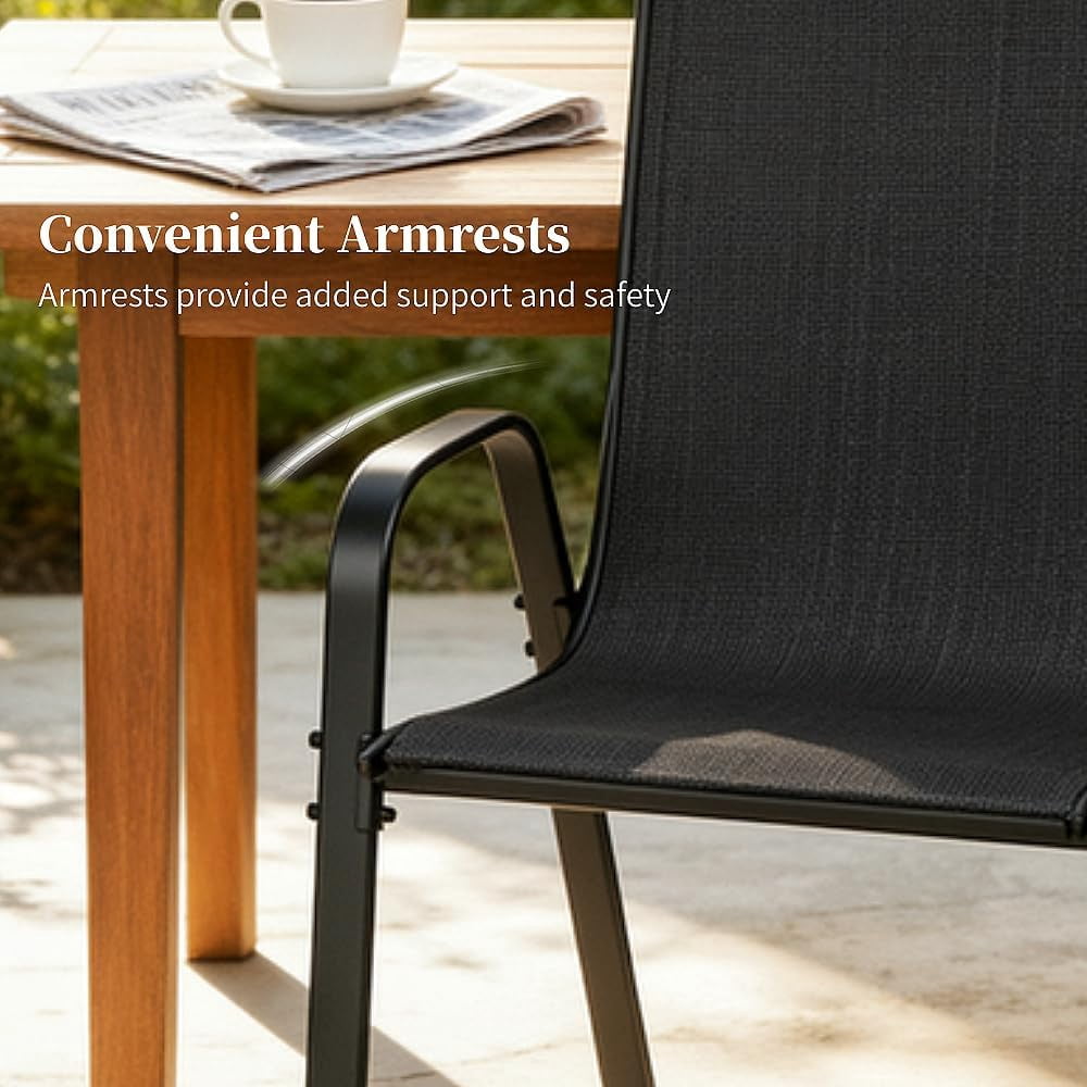 LAZY BUDDY Patio Dining Chairs Set of 6, Outdoor Stackable Dining Furniture Set, All Weather Dining Chairs Set for Backyard Deck Poolside