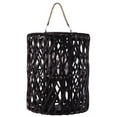 thumbnail image 1 of Benjara BM208421 Large Lattice Design Cylindrical Wooden Lantern with Rope Handle - Black, 1 of 1