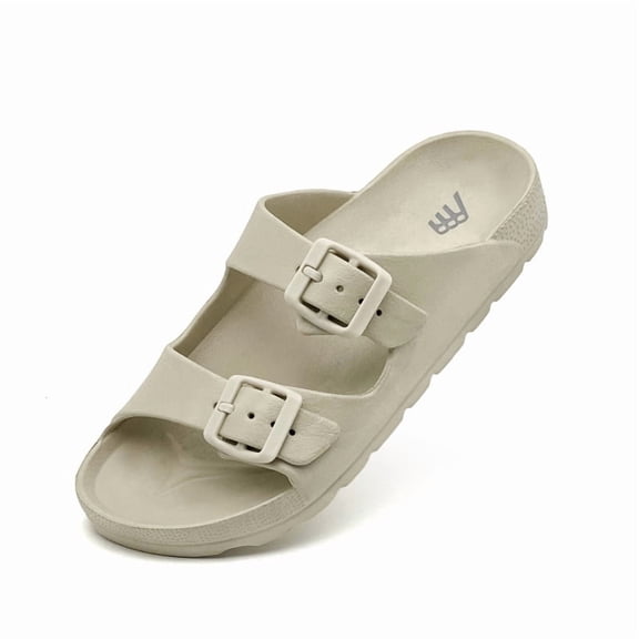 xinlanlin Kids Double Buckle Slide Sandals for Boys Girls with Arch Support Foam Slip on EVA Slides Comfort Indoor Outdoor Adjustable Summer Beach Sandal