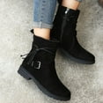 thumbnail image 5 of Women Buckle Decor Tie Side Faux Suede Boots Casual Single Boots Ladies Shoes Short Boots X Boots, 5 of 12