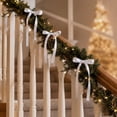 thumbnail image 4 of STPToys 12 Pack Christmas Ribbon Bow Ornaments White Pre Tied Bows With Long Tails For Xmas Tree Garland Wreath Staircase Holiday Home Decor, 4 of 6