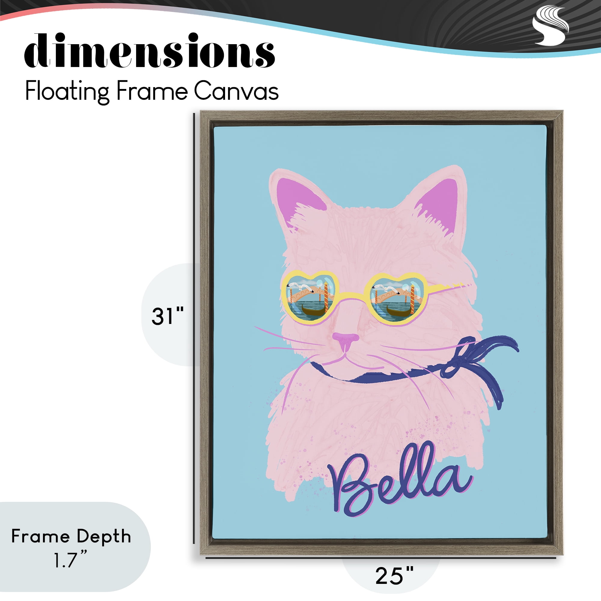Stupell Industries Cool Cat Bella Brown Framed Floater Canvas Wall Art, design by Steffanie Pisula