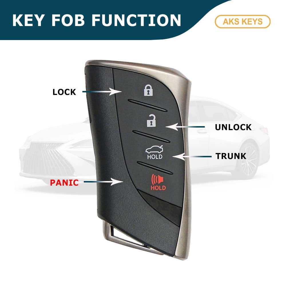 AKS KEYS Replacement for Lexus Smart Key 4 Buttons with Trunk Fob That Uses FCC HYQ14FBZ and Part Number 8990H-06021