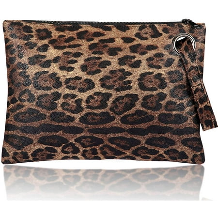 Aimtyd Women Leopard Oversized Clutch Purse Bag Pu Leather Envelope Retro Evening Wristlet Handbag Other 