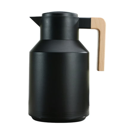 

Tomfoto 1L Thermal Coffee Carafe Double Walled Thermal Carafe Pot With Wood Handle Water Kettle Insulated Flask Tea Carafe Keeping Hot Cold