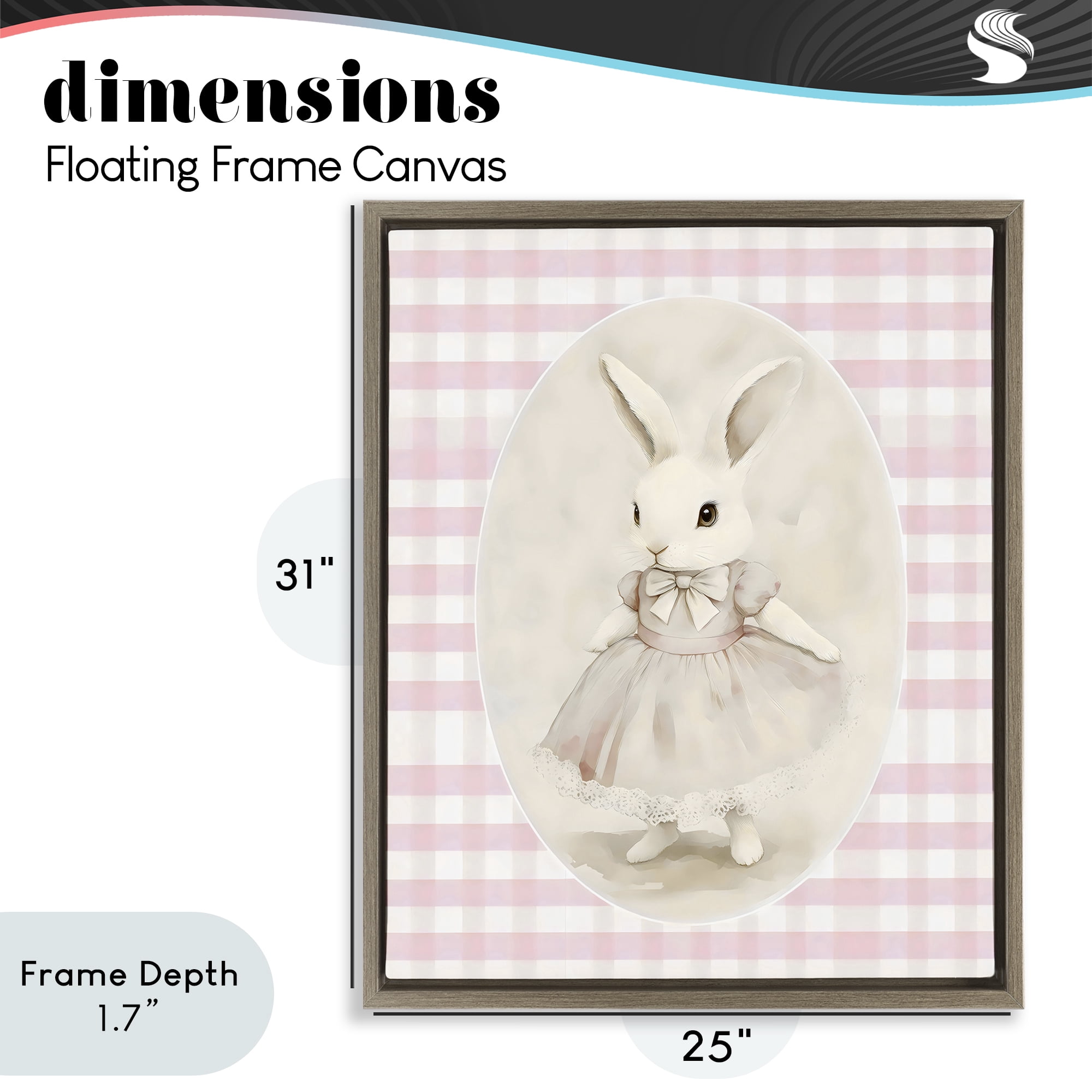 Stupell Industries Sweet Pink Girl Bunny Brown Framed Floater Canvas Wall Art, design by Arlington Prints