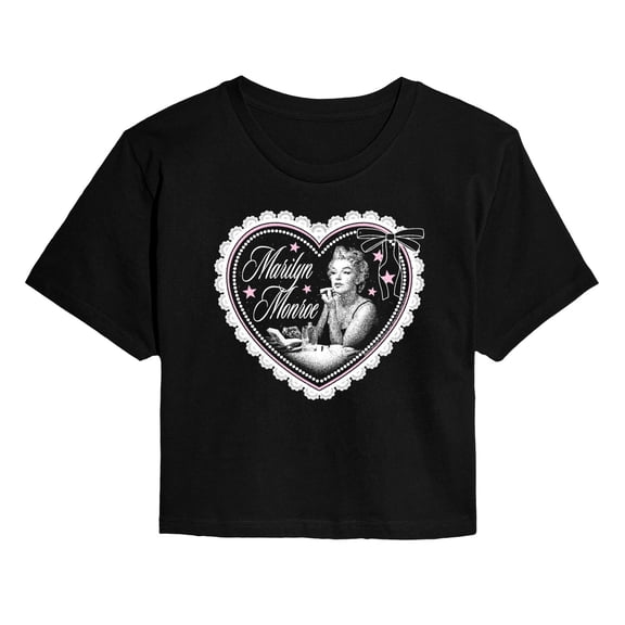 Marilyn Monroe - Lace Heart - Juniors Cropped Graphic T-Shirt