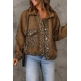thumbnail image 3 of POGLIP Veste Sherpa à Poches pour Femmes à Patchwork Léopard, 3 of 6