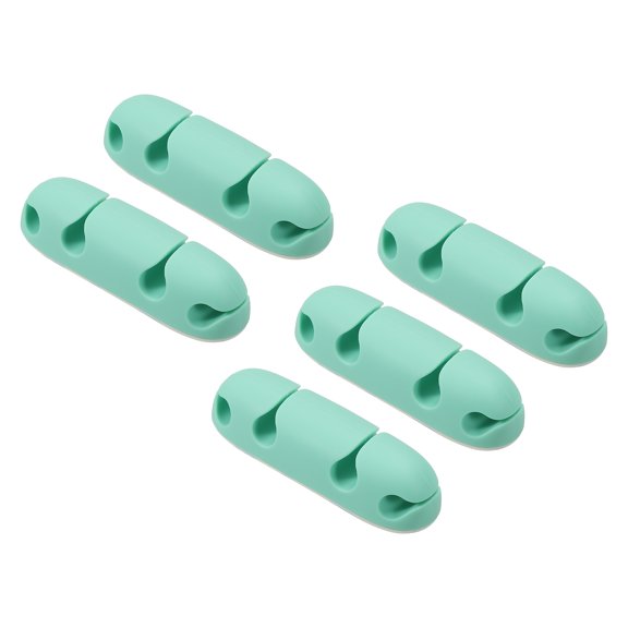 5pcs Cable Clips Cord Organizer for Desk, 4 Slots Silicone Adhesive Cord Holders Organizer Cable Management, Green