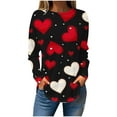thumbnail image 2 of successthop Valentines Day Clothes Long Sleeve Tunic Tops for Women Plus Size Plus Size with Crew Neck Polyester Casual Love Heart Printed for Leggings for Valentines Gifts Pink 3XL, 2 of 5