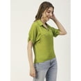 thumbnail image 3 of Moomaya Solid Short Sleeves Shirt Style Collar Top, Womens Summer Pullover Tunic, 3 of 8