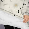 thumbnail image 3 of Oversized Wearable Blanket Hoodie,Beige Sun Moon Star Comet Pattern Sherpa Blanket Hoodie with Super Pockets,Super Warm Fuzzy Pullover for Women & Men, 3 of 6