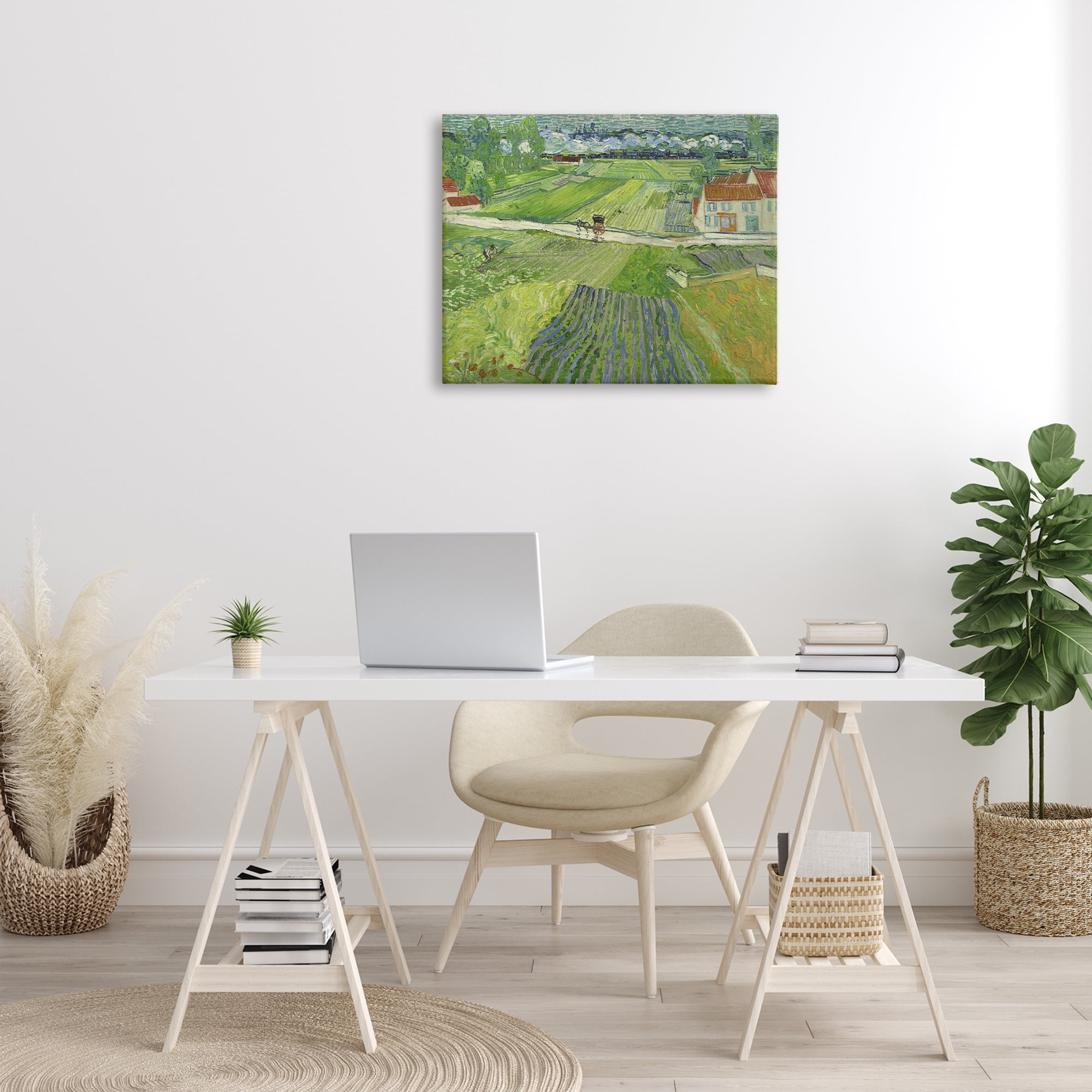 Stupell Industries Van Gogh Carriage & Train Landscape Landscape & Nature Painting Wrapped Canvas Art Print Wall Art, 30 x 24