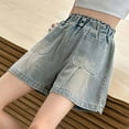thumbnail image 6 of LIIPEE Girl Boy Jean Shorts Elastic High Waist Denim Skorts With Pockets Boys Casual Daily Shorts,Blue,5-6 Years, 6 of 9