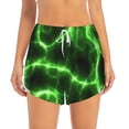 thumbnail image 3 of Uemuo Green Lightning Pattern Women's Athletic Shorts High Waisted Running Shorts with Liner Pockets Gym Elastic Workout Shorts-Large, 3 of 9