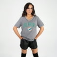 thumbnail image 4 of Women's Gameday Couture Gray Miami Dolphins Relaxed Iconic Edge Rhinestone V-Neck T-Shirt, 4 of 4