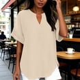 thumbnail image 2 of Kezqiaxn Short Sleeve Tops for Women Summer V-Neck Business Work Blouses Loose Casual Shirts Fashion Clothing, 2 of 9