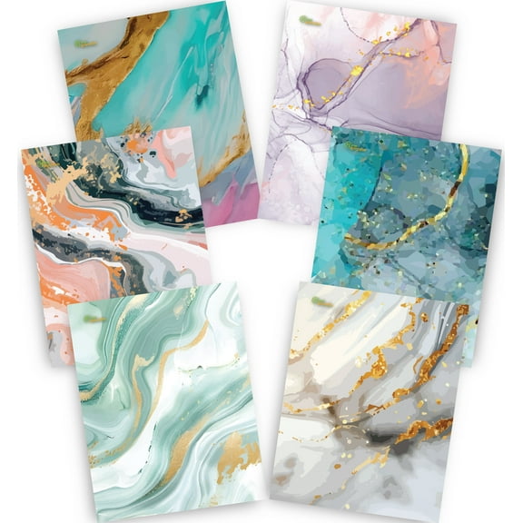 New Generation Marble 2-Pocket Folders, Letter Size, Multicolor, 6 Count
