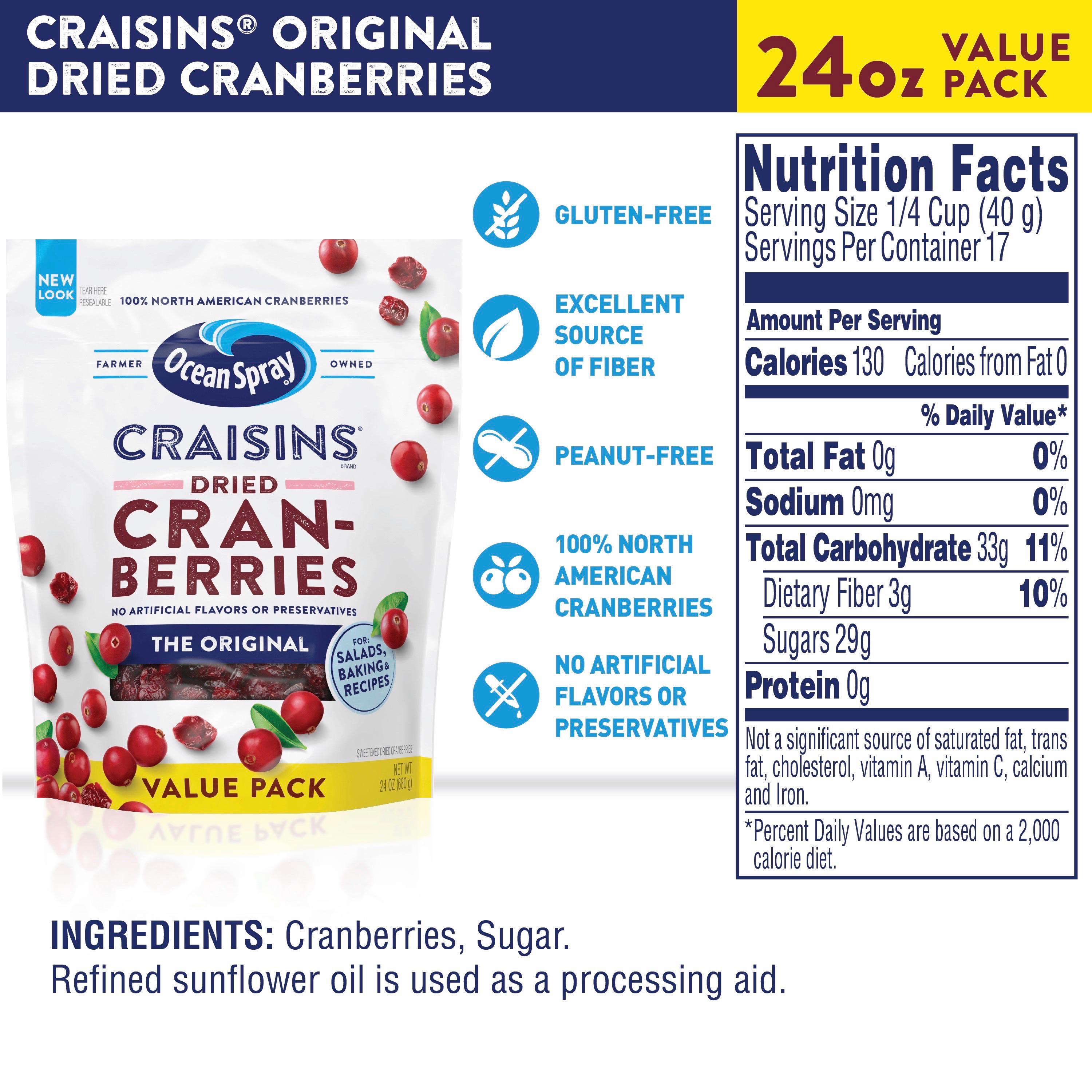 Ocean Spray® Craisins® Original Dried Cranberries, Dried Fruit, 24 oz Pouch - image 3 of 12