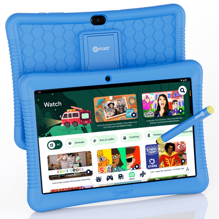 Contixo 10 Inch Kids Tablet with $150 Value Educator Approved Apps, Eye Protection, Faster System and Large Storage, Protective Case with Kickstand and Stylus, K102 Blue