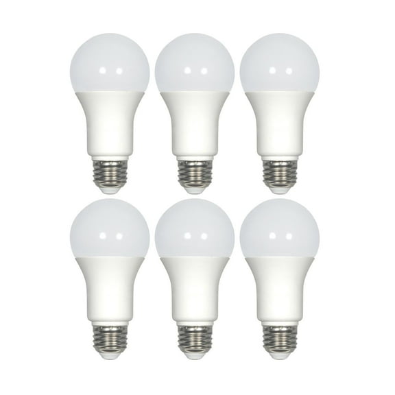 Satco S29835 9.8W 120V LED A19 Light Bulb E26 Medium Base 2700K 800 Lumen Frosted Dimmable (6 Pack)