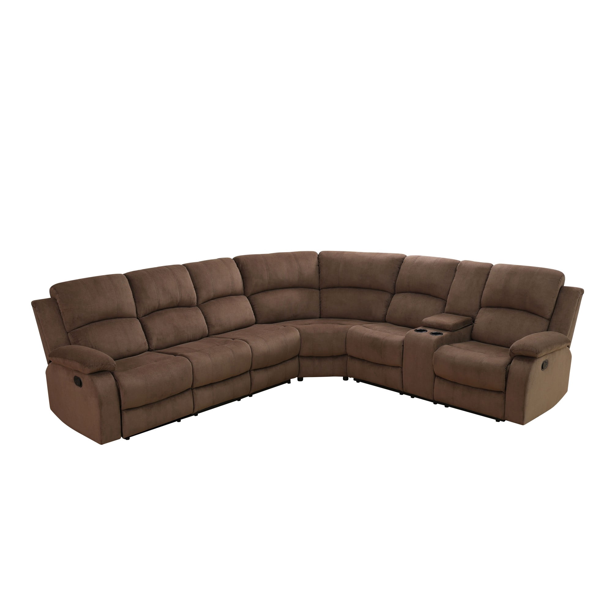 Gewnee Oversized Flannel Fabric Manual Reclining Sectional Sofa with 1-Seat Sofa,Cup Holders for Living Room