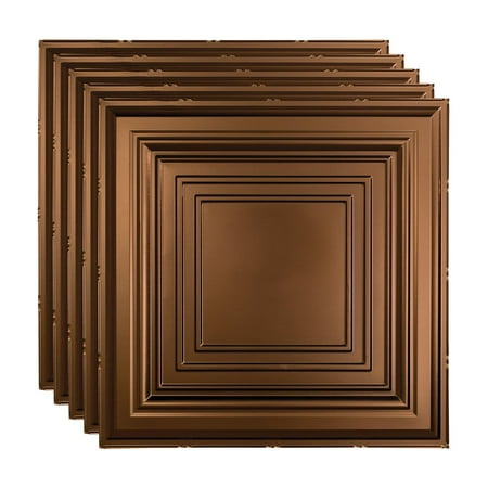 FASÄDE Traditional Style/Pattern 3 Decorative Vinyl 2ft x 2ft Lay in Ceiling Panel in Oil Rubbed Bronze (5 Pack)