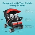 thumbnail image 2 of Foundations Gaggle Compass 4-Seat Quad Stroller, Reclining Seats with Canopy, Red, 2 of 8