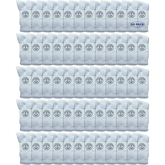 60 Pairs Of SOCKS'NBULK Wholesale Bulk Womens Crew Socks, Cotton Sport Athletic Socks - Size 9-11