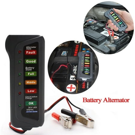 2019 new 24V Car Digital Battery Alternator Tester 6 LED Lights Display Diagnostic (Best Battery Tools 2019)