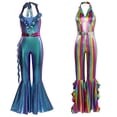 thumbnail image 2 of Disfraz de Cosplay de discoteca Fantasia de los años 70 y 80 para mujer adulta, traje de fiesta retro hippie, traje de Carnaval de Halloween para mujer, 2 of 5