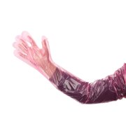 SPRING PARK 50Pcs Pet Veterinary Examination Farm Vet Disposable Film Soft PE Long Arm Glove